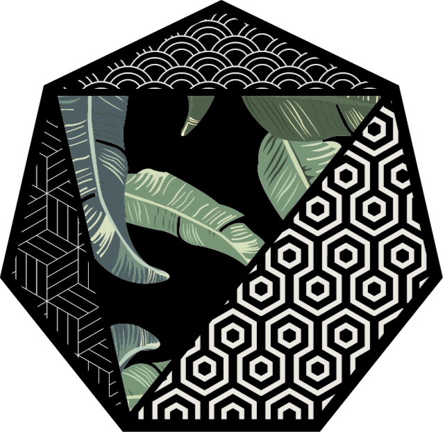 Vinylteppich geometrisch Grüne blätter und geometrisches Muster - TenStickers