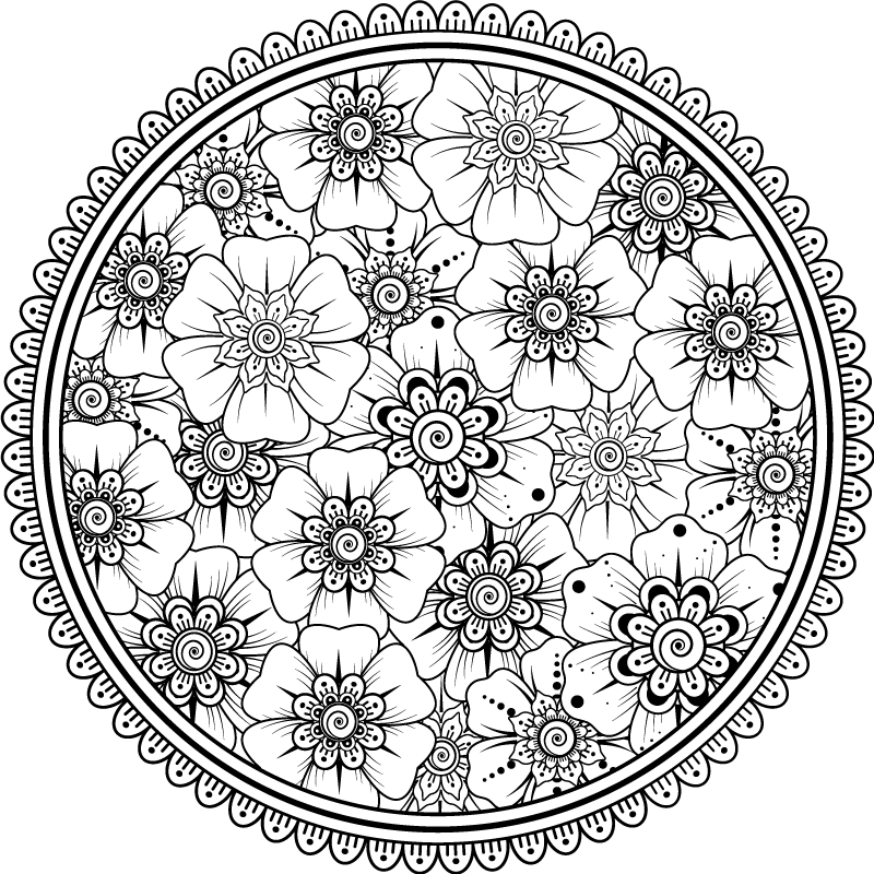 Vinyl teppich mandala mit floralem muster - TenStickers