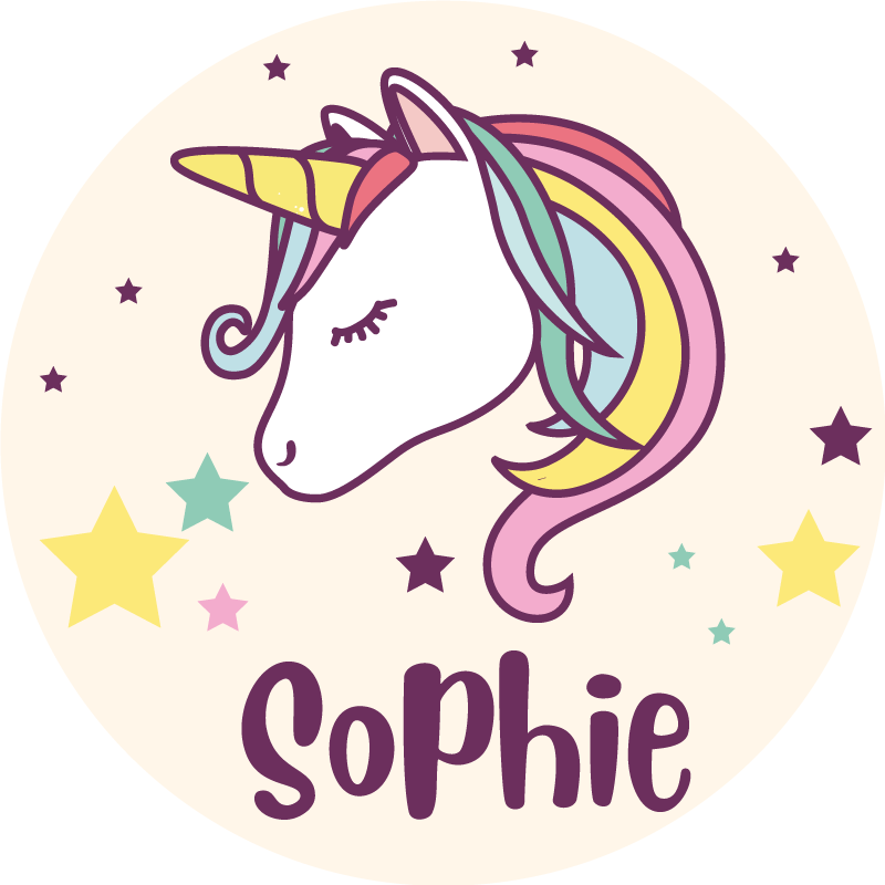 Vinyl teppich mit namen einhorn illustration nach wunsch - TenStickers