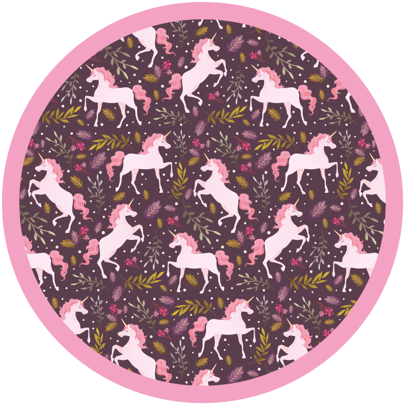 Vinyl Teppich Tiere einhorn muster kreis - TenStickers