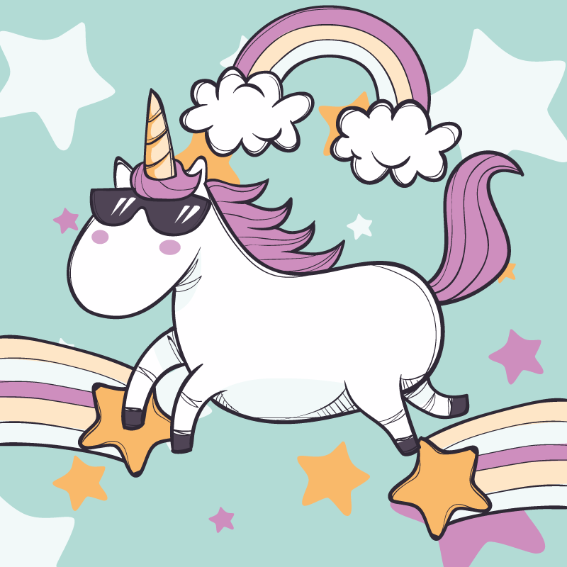 Vinylteppich kindlich einhorn regenbogen - TenStickers