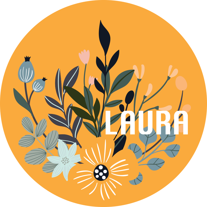 Vinyl Teppich mit Namen individuelles blumenemblem - TenStickers