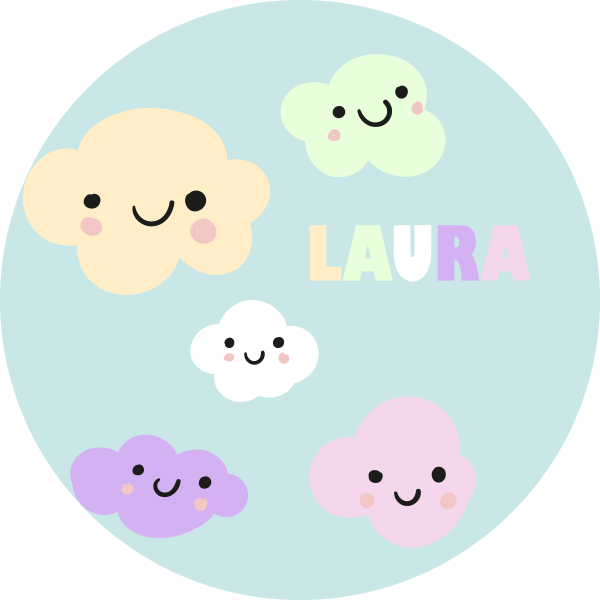 Vinyl Teppich mit Namen anpassbare wolken - TenStickers