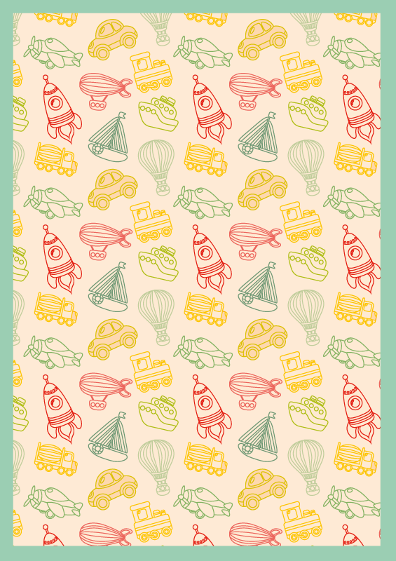 Vinyl Teppich Kinder verspieltes transportmuster - TenStickers