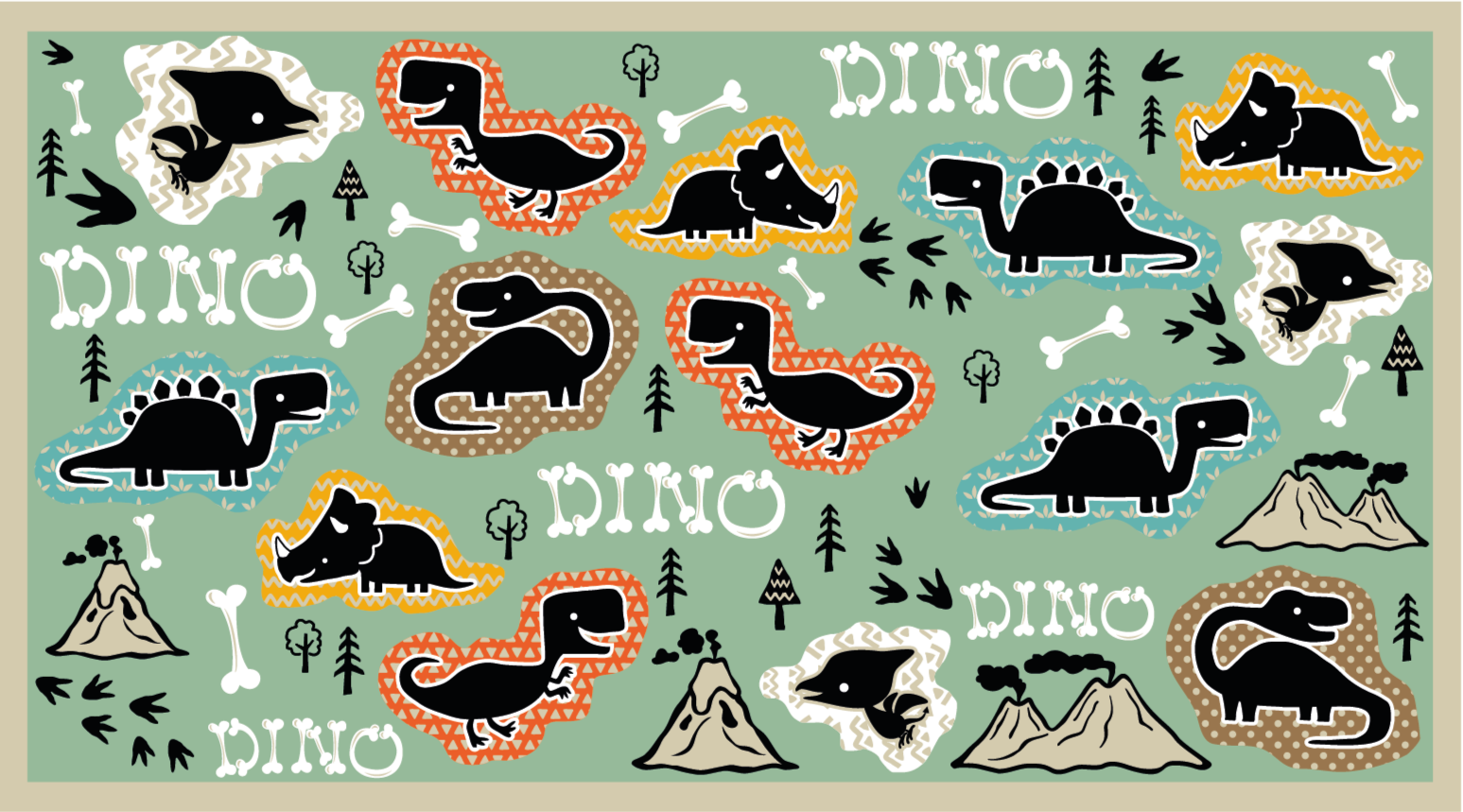 Vinylteppich Tiere Dinosaurierknochenmuster - TenStickers