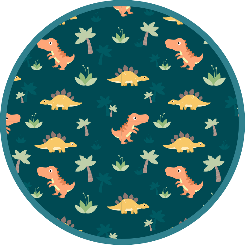 Vinyl Teppich Kinder dinosaurier-rundbild - TenStickers