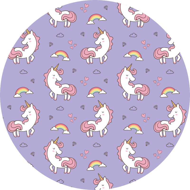 Vinyl Teppich Kinder einhorn fantasie muster - TenStickers