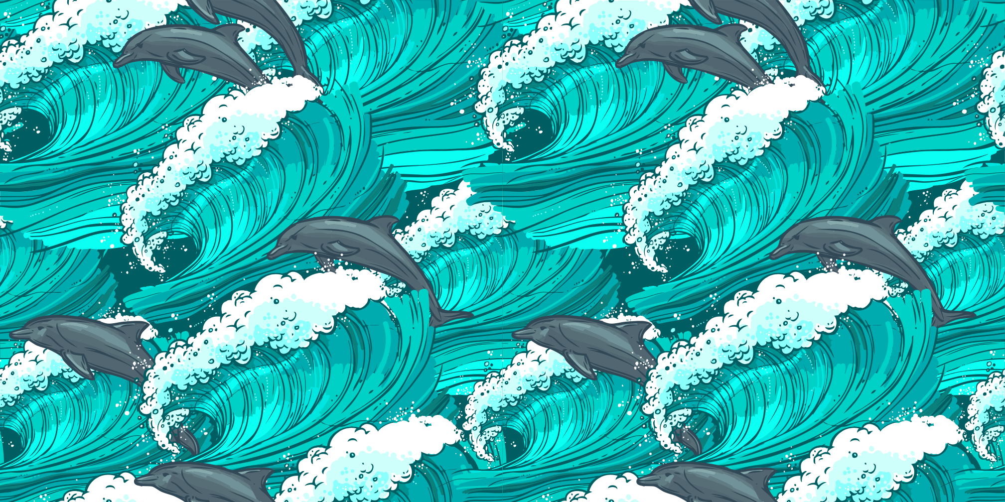 Vinyl Teppich Tiere delphin wellen motiv - TenStickers