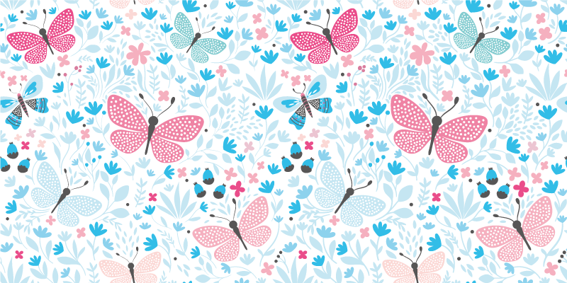 Vinyl Teppich Blumen blumenschmetterling - TenStickers