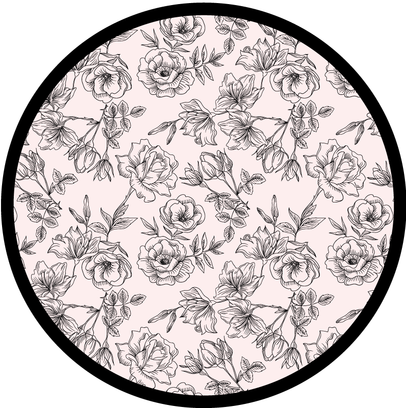 Vinyl Teppich Blumen blumenmuster kreis - TenStickers
