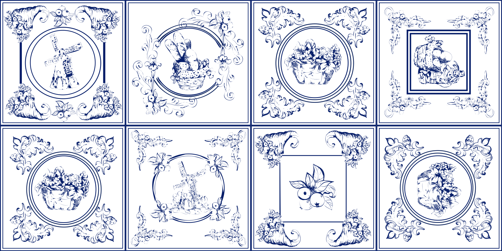 Vinylteppich Vintage Vintage blaue fliesen - TenStickers