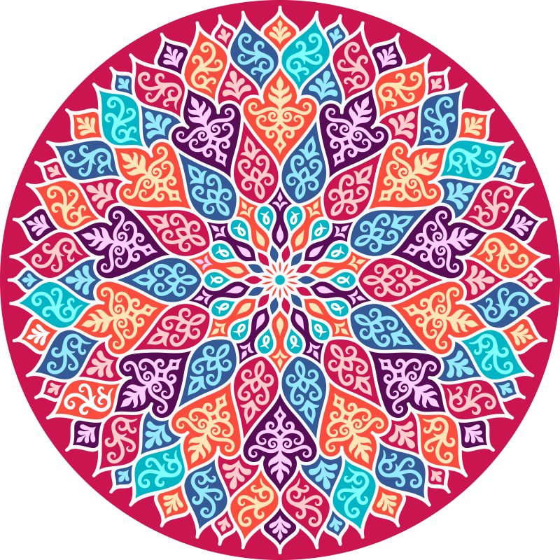 Vinyl teppich mandala mit buntem mandala-motiv - TenStickers