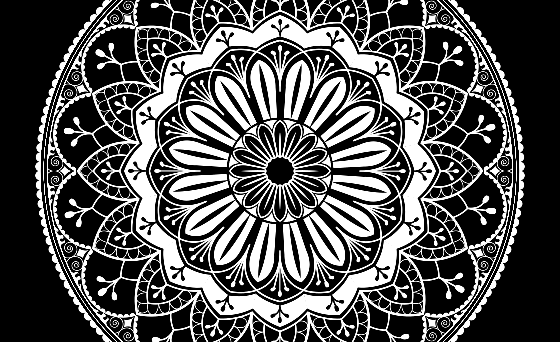 Vinyl Teppich Mandala schwarzes botanisches motiv - TenStickers