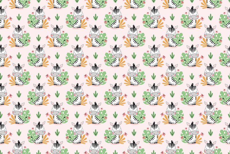 Vinylteppich kindlich zebra-dschungel-muster - TenStickers