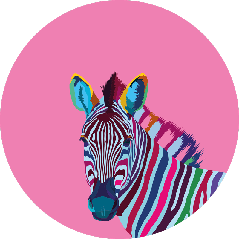 Vinyl Teppich Tiere buntes zebraporträt - TenStickers