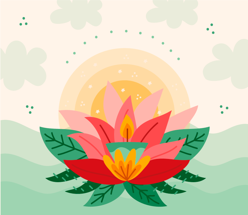 Vinyl Teppich Blumen lotusblütenillustration - TenStickers