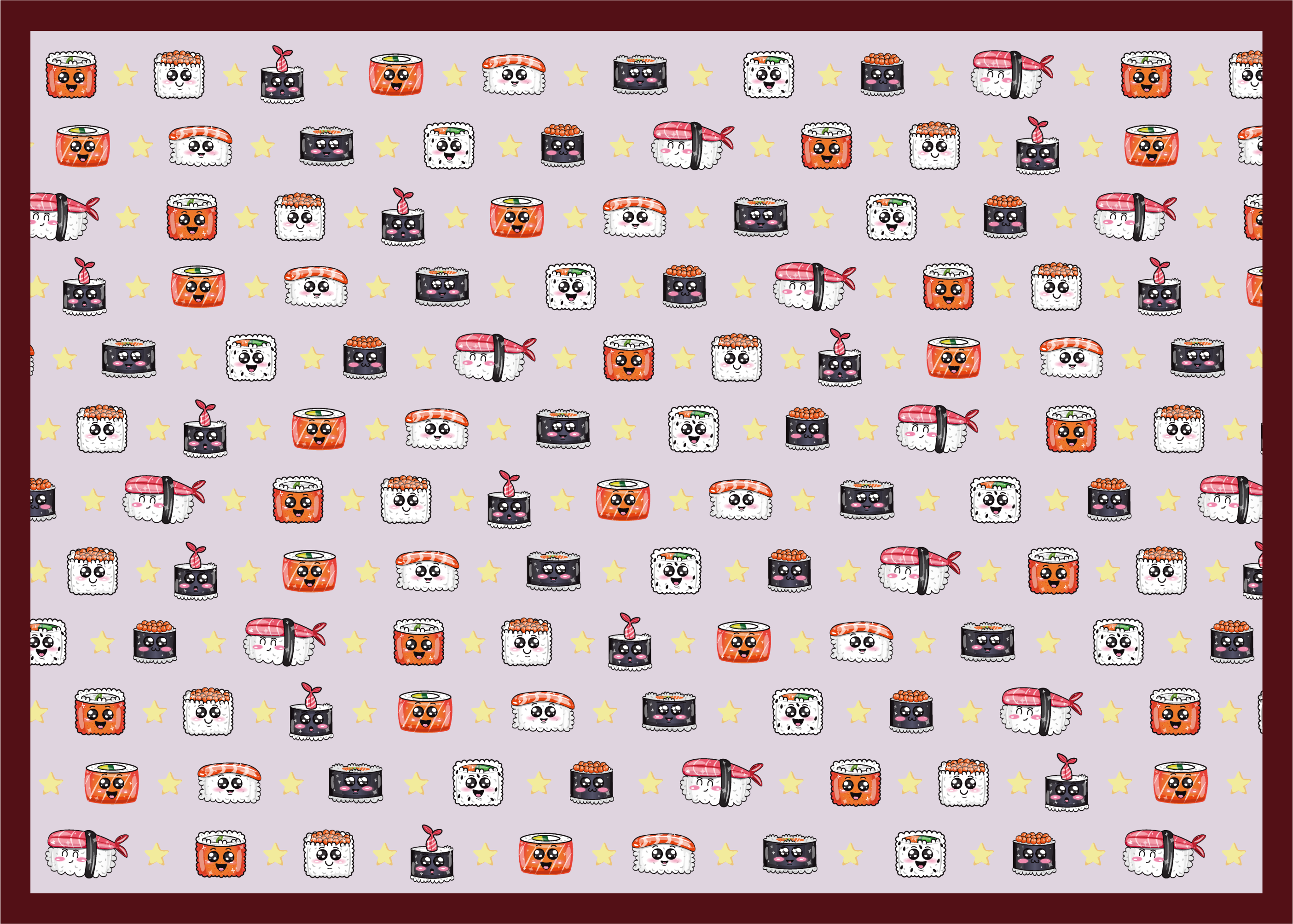 Vinyl Teppich Kinder sushi-cartoon-muster - TenStickers