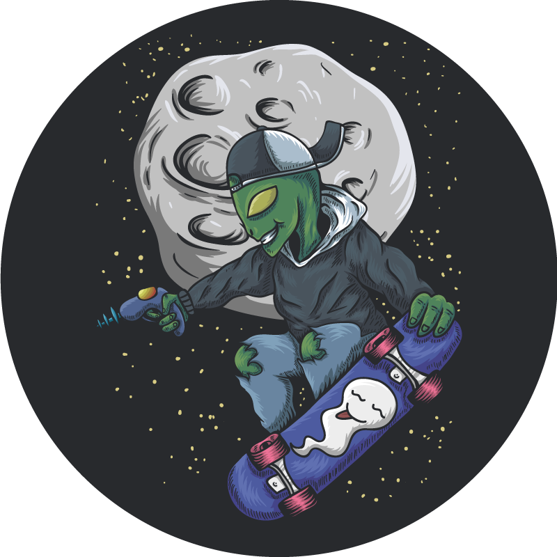 Vinylteppich kindlich skateboard außerirdischer - TenStickers