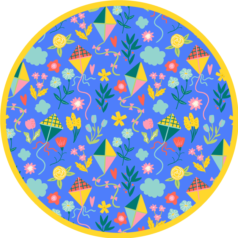 Vinyl Teppich Blumen florales drachenmotiv - TenStickers