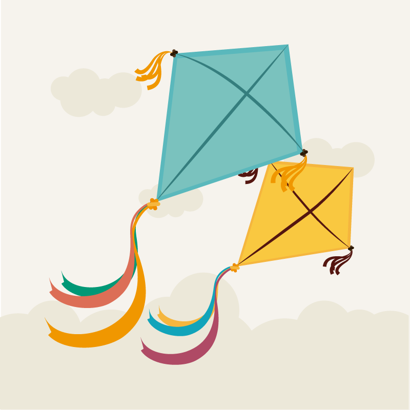 Vinyl Teppich Kinder abbildung: drachen steigen lassen - TenStickers