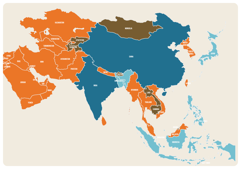 Vinyl Teppich Weltkarte bunte kartensilhouette - TenStickers