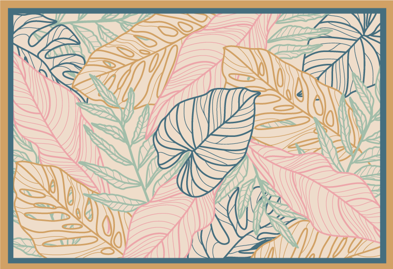 Vinyl teppich natur mit blattmuster tropisch - TenStickers