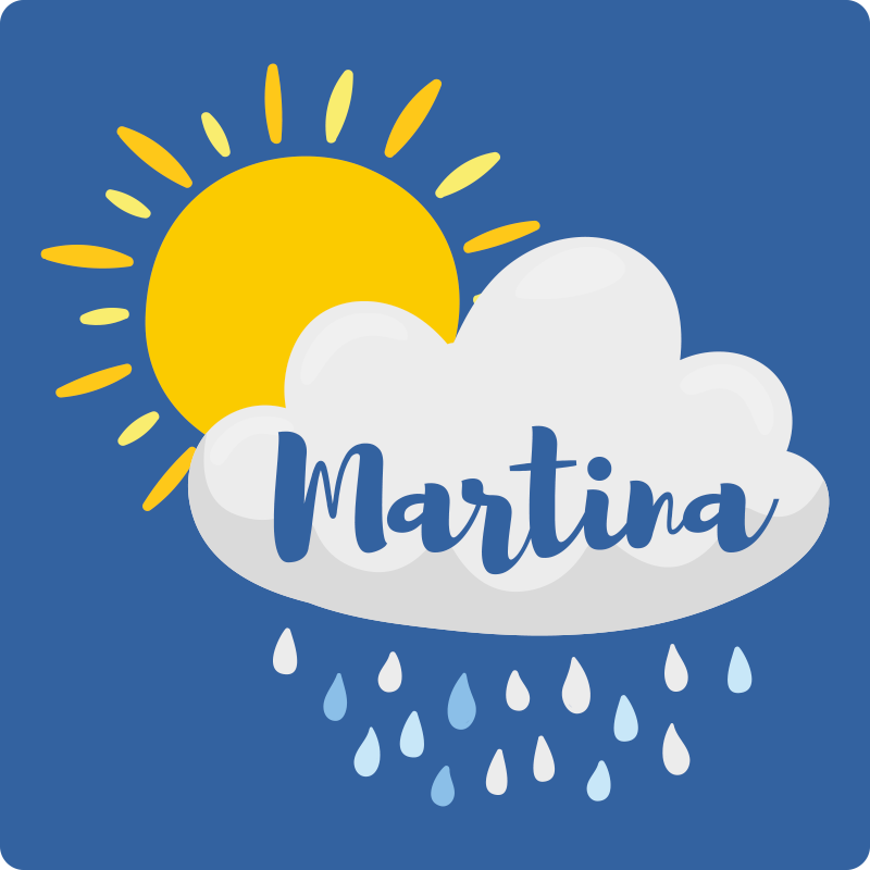 Vinylteppich kindlich regenwolke mit namen - TenStickers