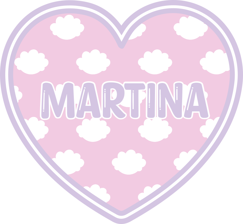 Vinyl Teppich mit Namen herzförmig mit wolken - TenStickers