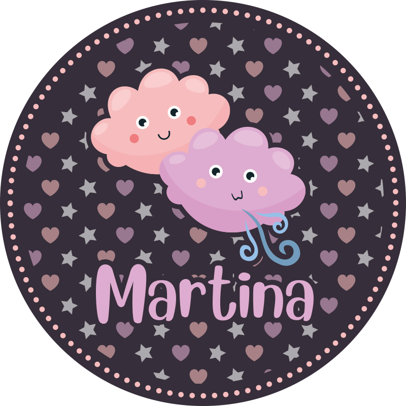 Vinylteppich kindlich lila wolken mit namen - TenStickers