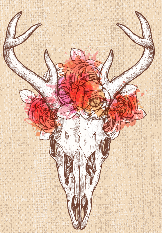 Vinyl Teppich Tiere totenkopf-blumenarrangement - TenStickers