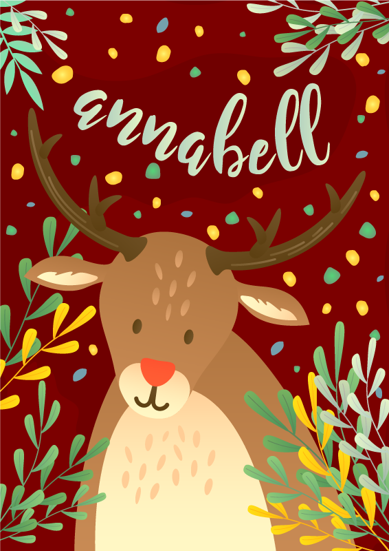 Vinyl Teppich Weihnachten rentier mit namen - TenStickers