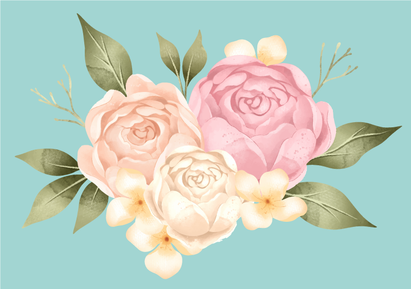 Vinyl Teppich Blumen botanische zusammensetzung - TenStickers