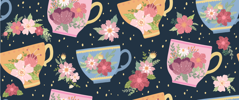 Vinyl Teppich Blumen blumenmuster für teetasse - TenStickers