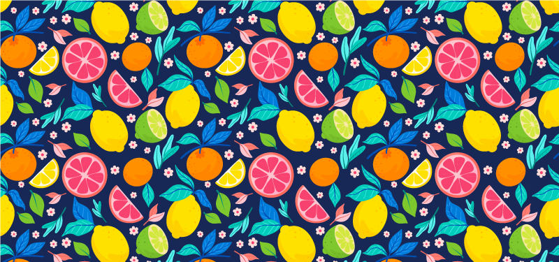 Vinyl Teppich Küche buntes zitrusmuster - TenStickers
