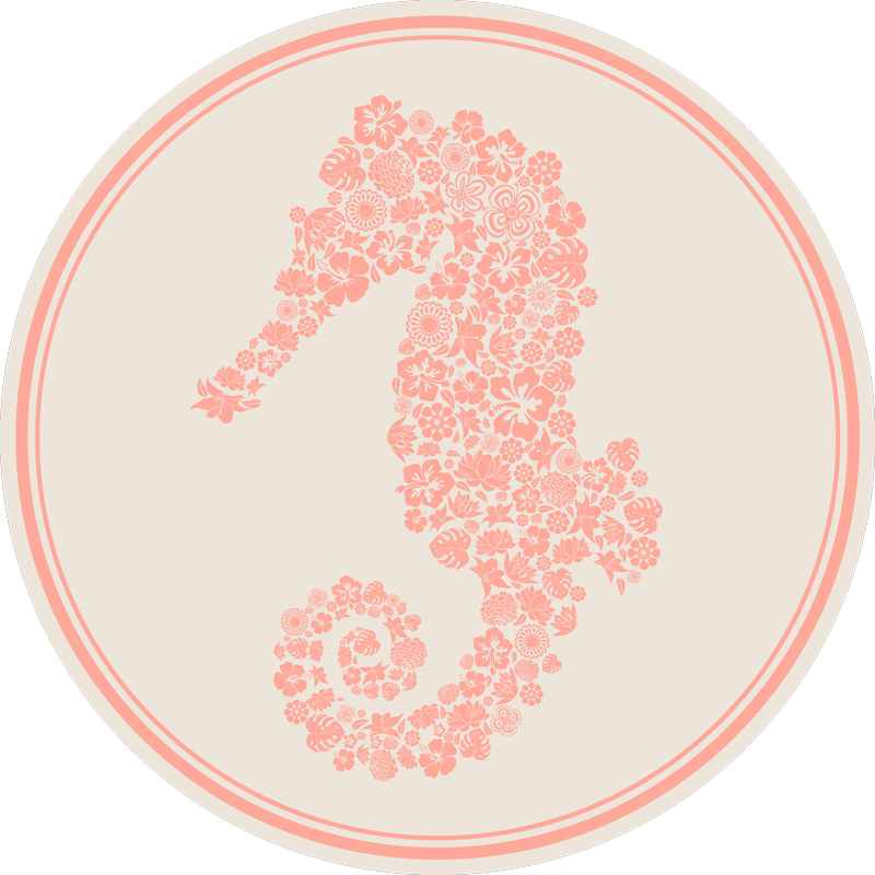 Vinyl Teppich Blumen seepferdchen-blumenmuster - TenStickers