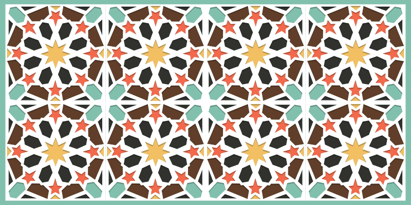 Vinyl Teppich Fliesenoptik bunte sternenfliesen - TenStickers