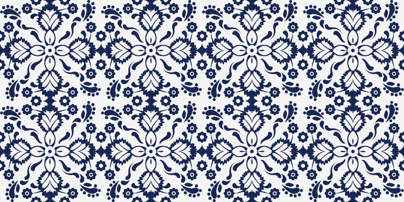 Vinyl Teppich Fliesenoptik blau-weißes blumenmuster - TenStickers
