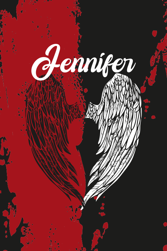 Vinyl Teppich Jugendzimmer herzflügel mit namen - TenStickers