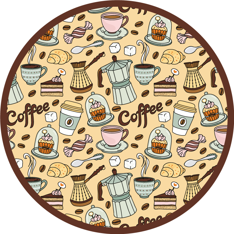 Vinyl teppich küche rundes kaffeedesign - TenStickers