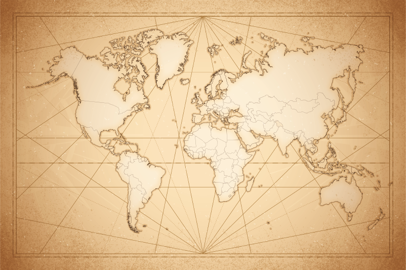 Vinyl Teppich Weltkarte antikbeige design - TenStickers