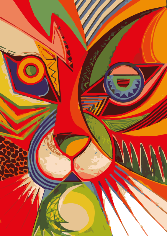 Vinyl teppich tiere mit buntem katzenkopf - TenStickers