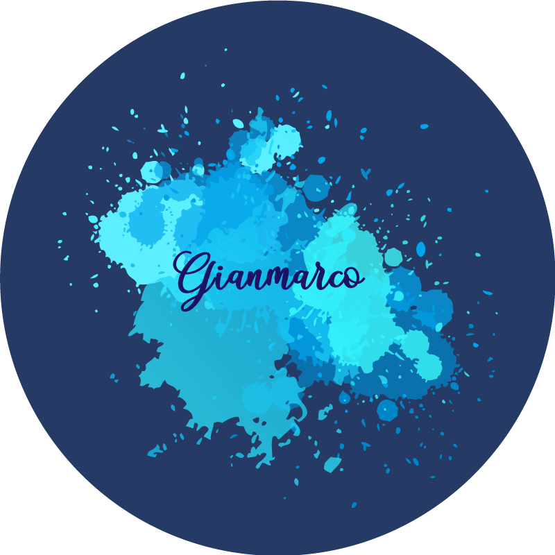 Vinyl Teppich Jugendzimmer spritzer blau mit namen - TenStickers