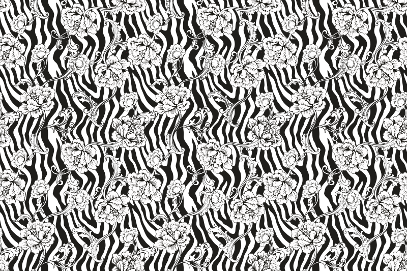 Vinyl Teppich Tiermuster florales zebramuster - TenStickers