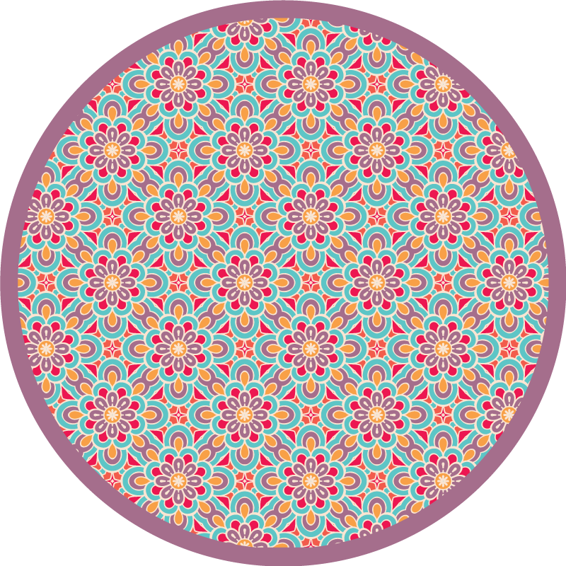 Vinyl teppich mandala mit lebhaftem blumenmuster - TenStickers