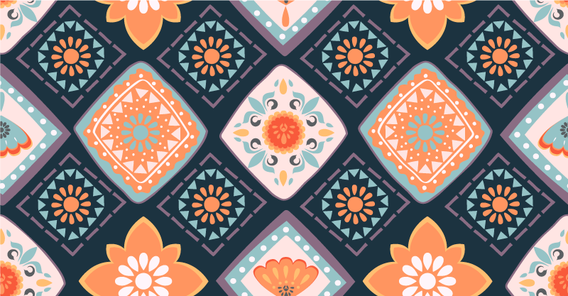 Vinyl Teppich Bad lebendiges florales design - TenStickers