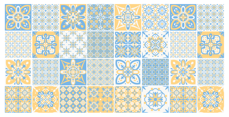 Vinyl Teppich Küche blau-gelbe fliesen - TenStickers