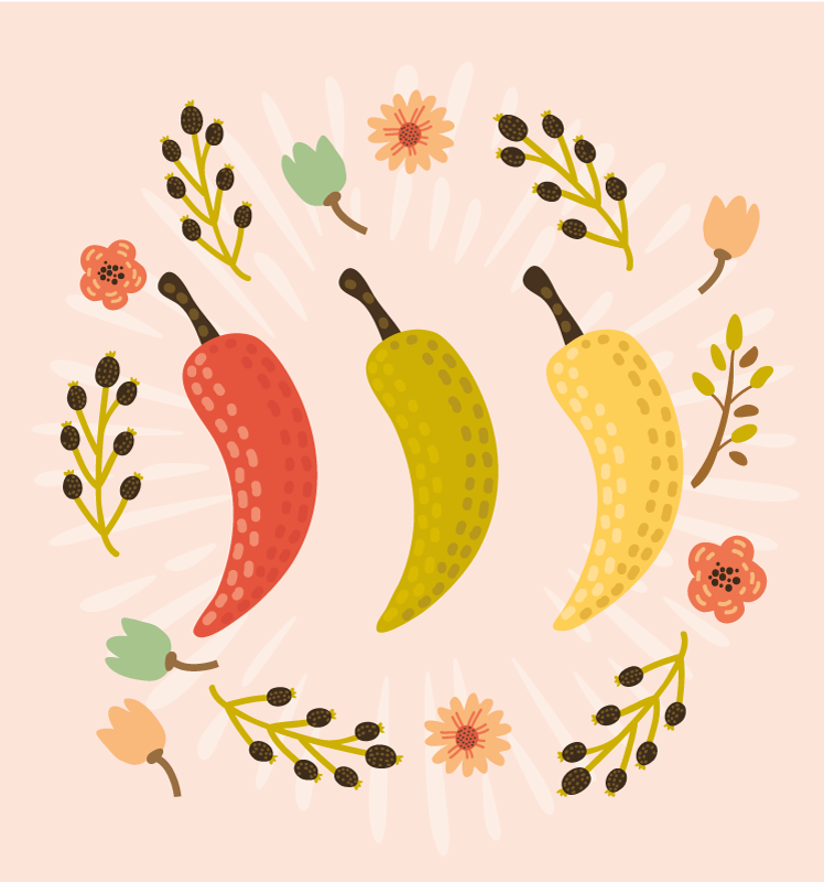 Vinyl Teppich Küche bunte chilischoten - TenStickers