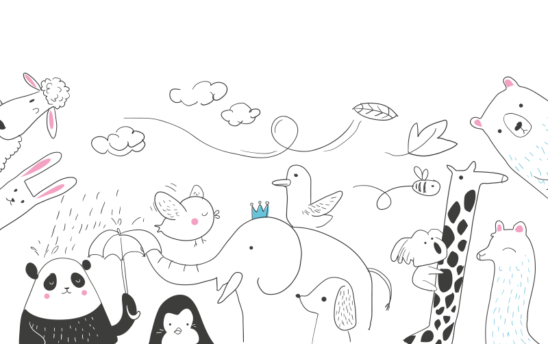 Vinyl Teppich Baby minimalistische tierfreunde - TenStickers