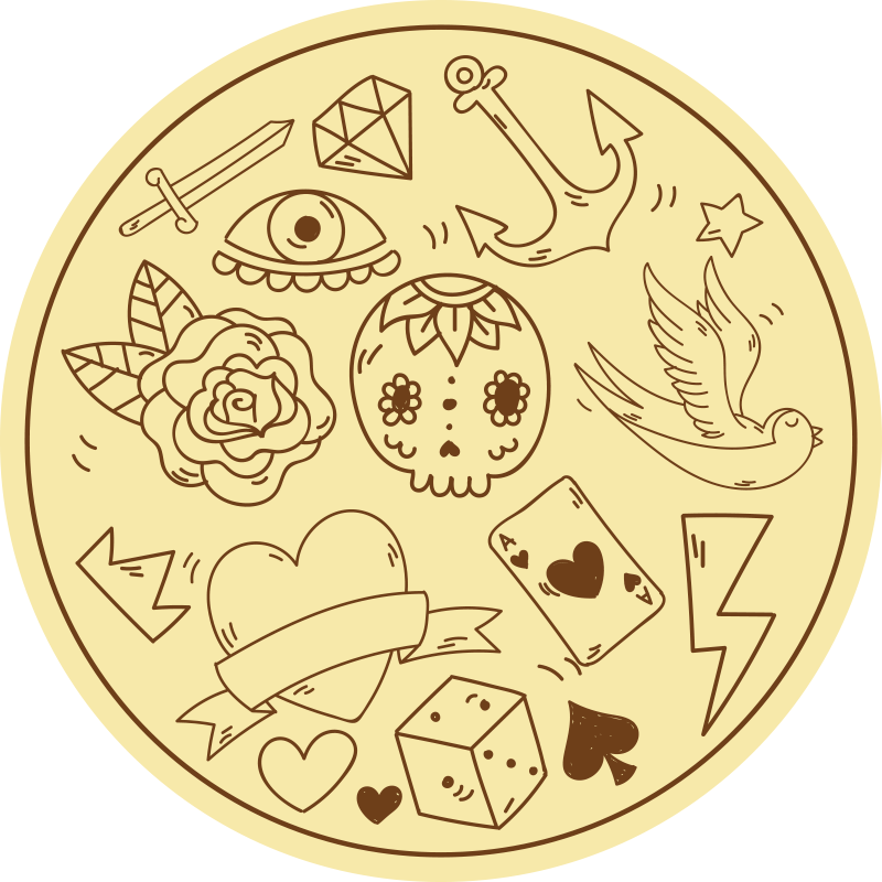 Vinyl Teppich Jugendzimmer tätowierungssymbole - TenStickers