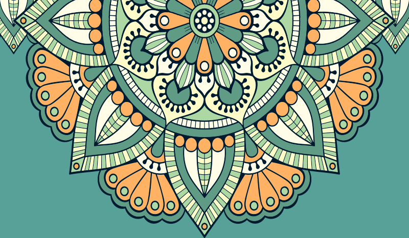 Vinyl teppich mandala mit halbem blumenmuster - TenStickers